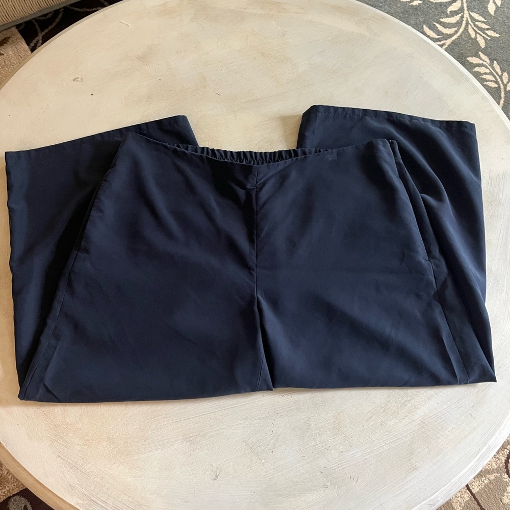 J Jill Pants Crop Wide Leg Modal Polyester Blue Elastic Waist, XL, Side Zip